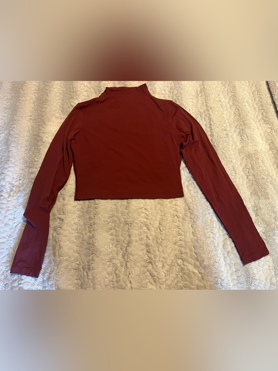 lululemon athletica Tops - Lululemon Long Sleeve Cropped Mock Neck Top - Burgundy